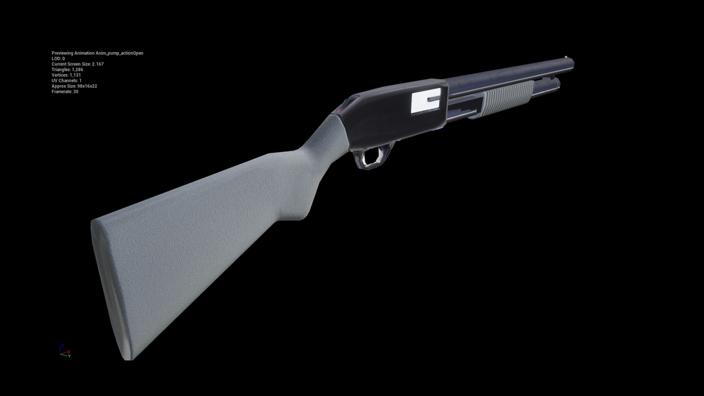 Low Poly Animated 12ga. Pump Action Shotgun 