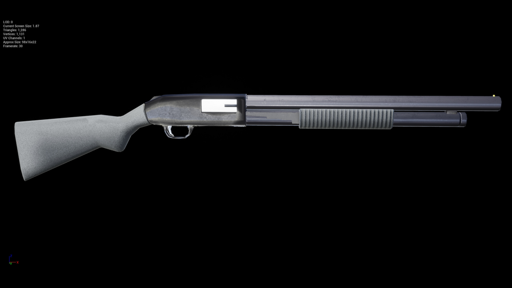 Low Poly Animated 12ga. Pump Action Shotgun 