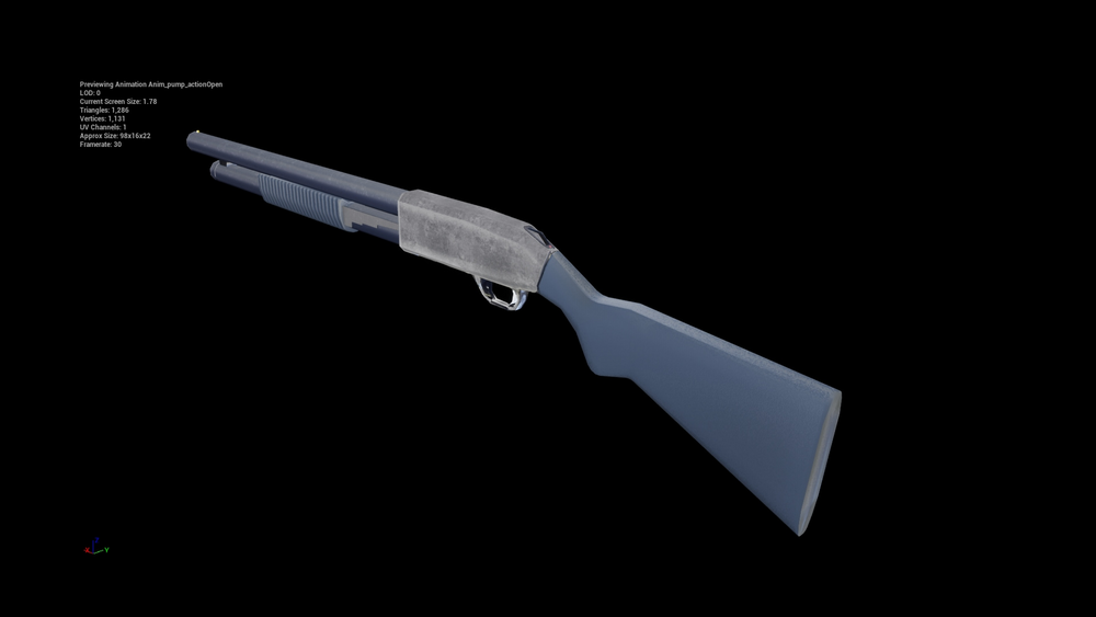 Low Poly Animated 12ga. Pump Action Shotgun 