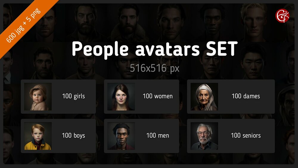 600 People Avatar Portraits SET 