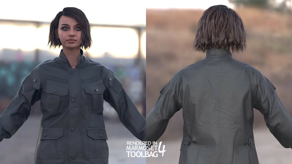 Woman - Military Uniform 2 - Modular - Rigged 