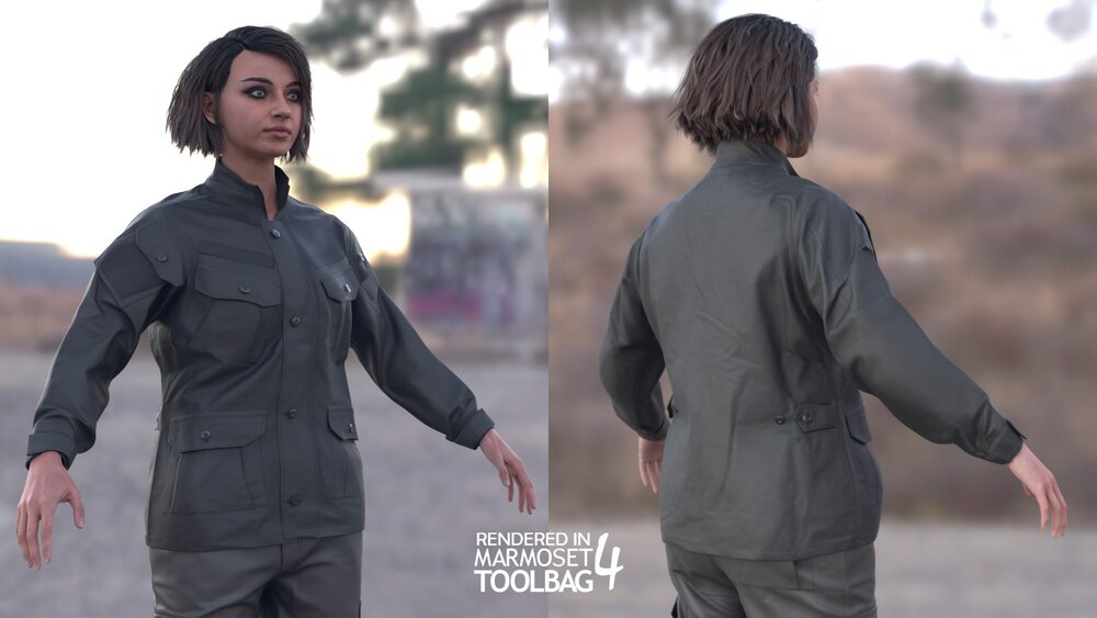 Woman - Military Uniform 2 - Modular - Rigged 