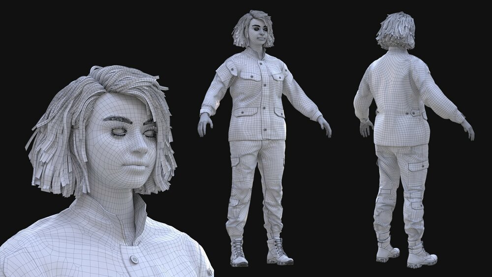 Woman - Military Uniform 2 - Modular - Rigged 