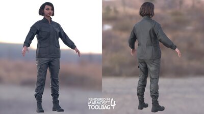 Woman - Military Uniform 2 - Modular - Rigged 