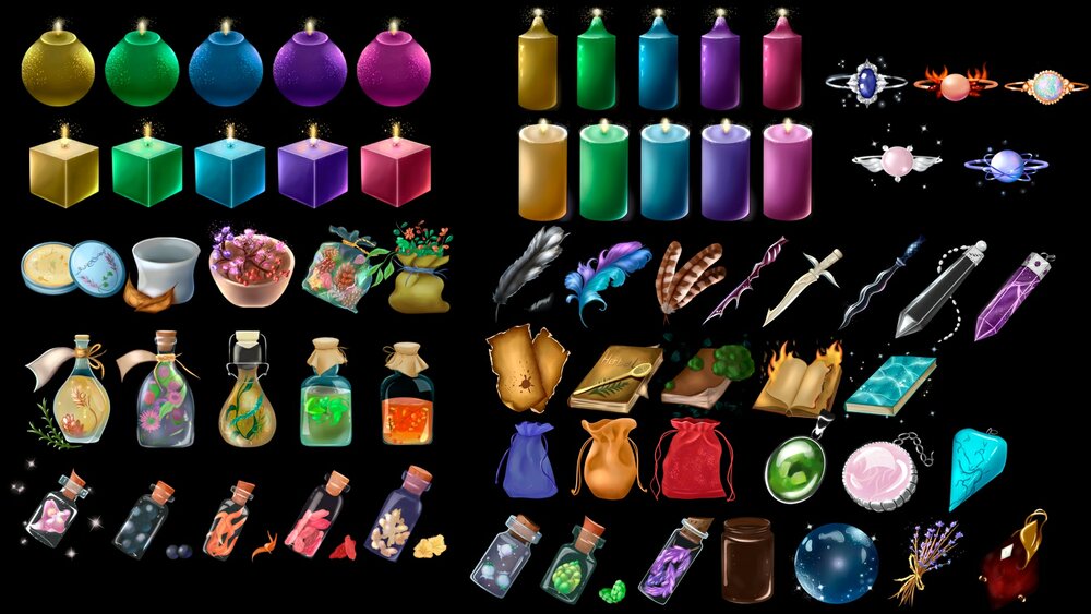 Set of magic game icons 