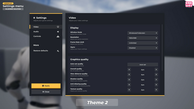 Blueprint Settings Menu - Minimalist themes - By Kekdot 