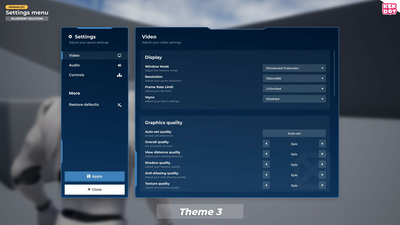 Blueprint Settings Menu - Minimalist themes - By Kekdot 