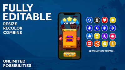 (PSD) Mobile Game UI Vector Elements Premium 