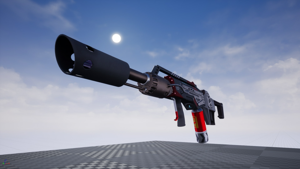 Sci-Fi Hand Flamethrower (Customizible Color) + VFX 