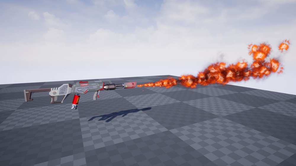 Sci-Fi Hand Flamethrower (Customizible Color) + VFX 