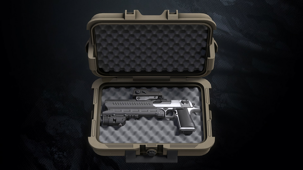 DE-50-C Pistol With Hands and Weapon Case 