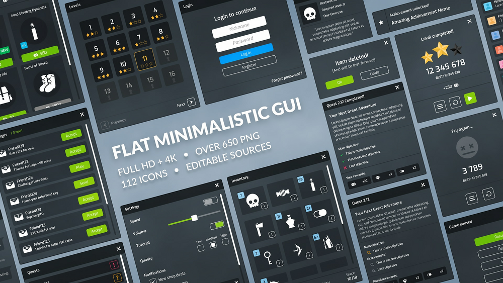 Flat Minimalist GUI / UI KIT 