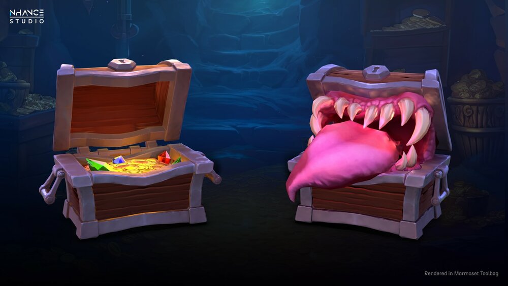 Stylized Fantasy Mimic Treasure Chest 