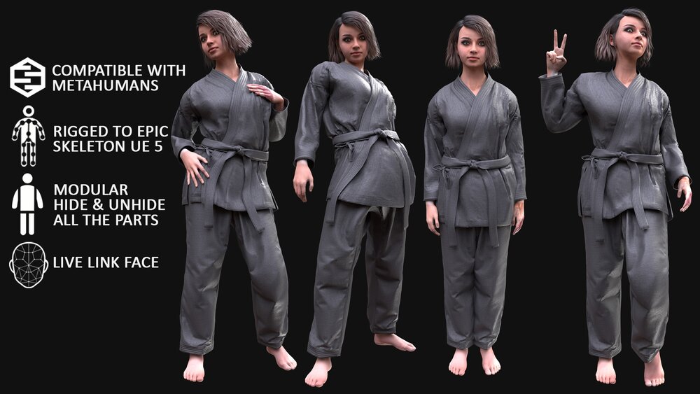 Woman - Martial Uniform 1 - Modular - Rigged 