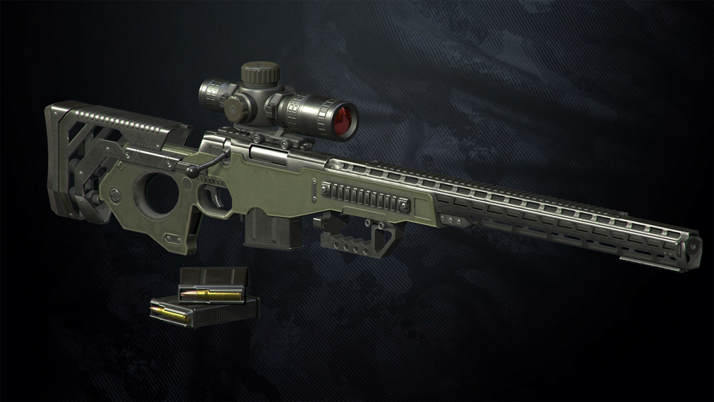 SR-S96 Sniper Rifle With Hands And Weapon Case 