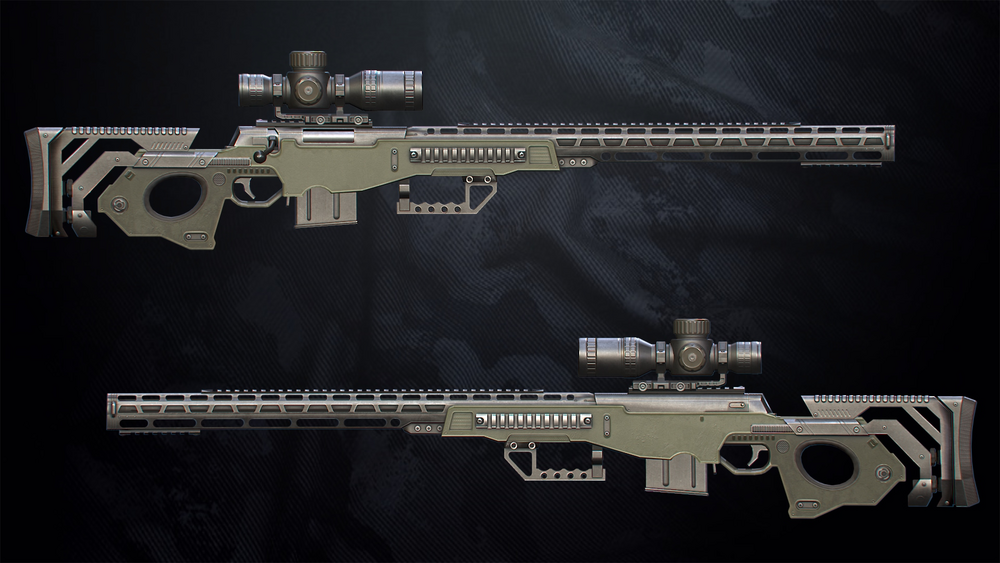 SR-S96 Sniper Rifle With Hands And Weapon Case 