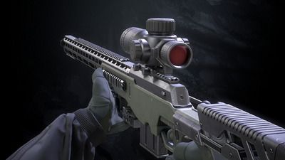 SR-S96 Sniper Rifle With Hands And Weapon Case 