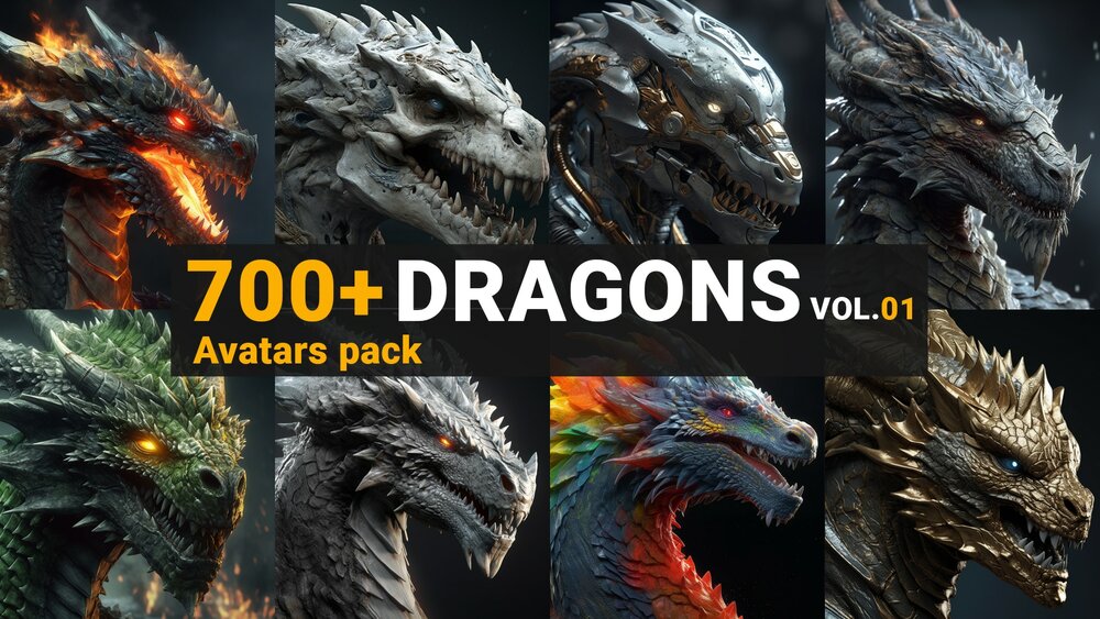 700+ Dragons Avatars Pack Vol.01 