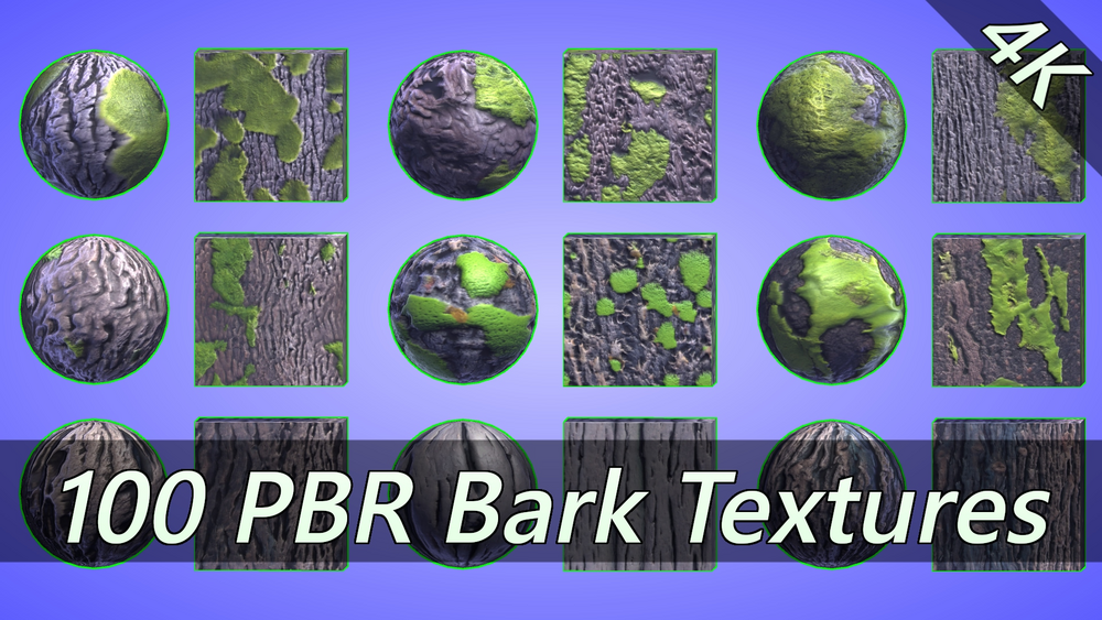 4K PBR Materials: 100 bark materials 