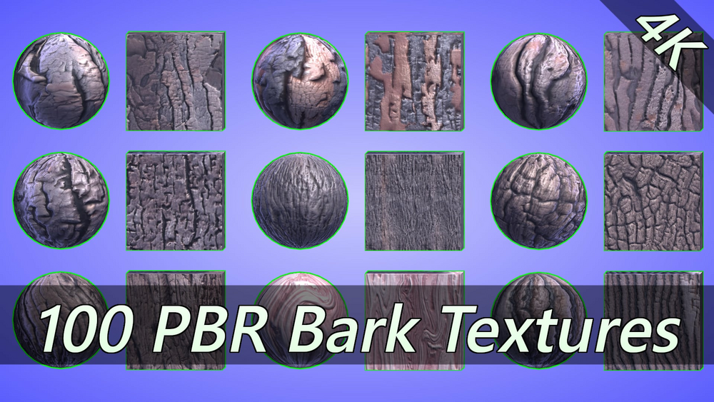 4K PBR Materials: 100 bark materials 