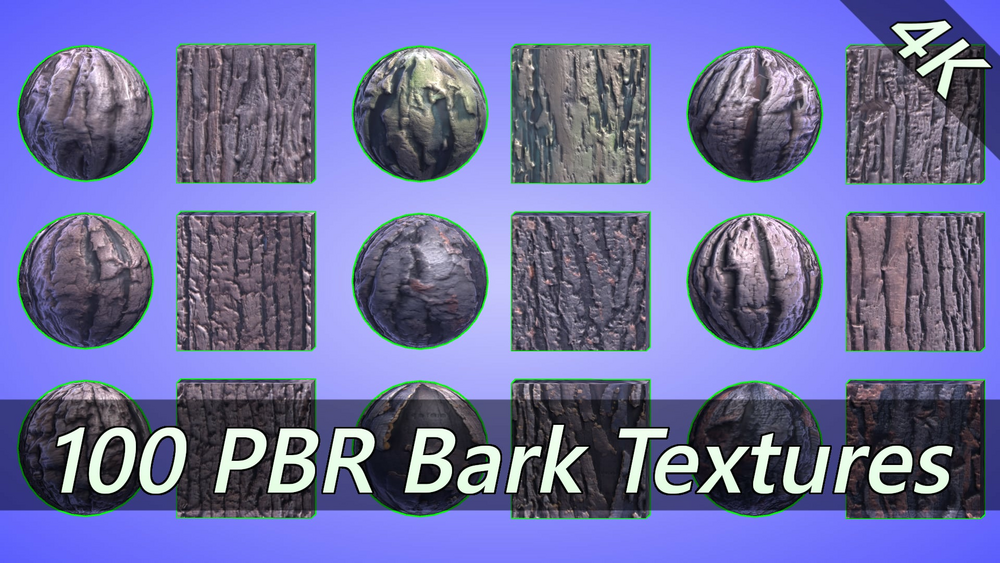 4K PBR Materials: 100 bark materials 