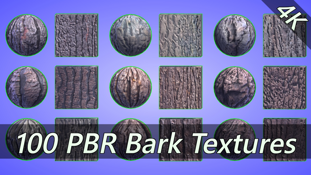 4K PBR Materials: 100 bark materials 