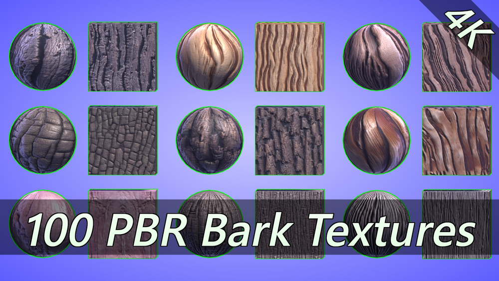 4K PBR Materials: 100 bark materials 