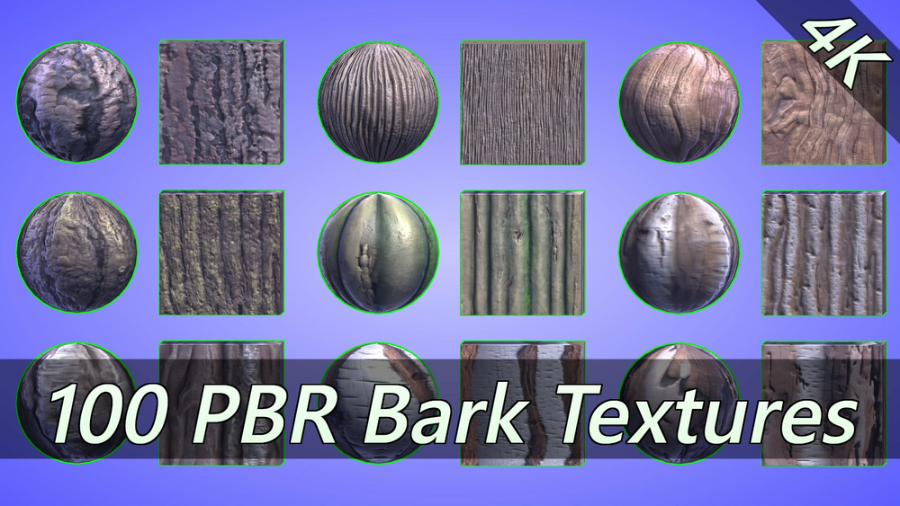 4K PBR Materials: 100 bark materials 