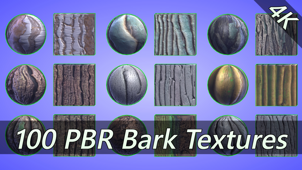 4K PBR Materials: 100 bark materials 