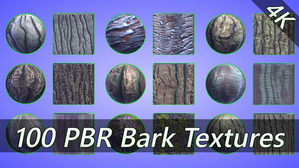 4K PBR Materials: 100 bark materials 