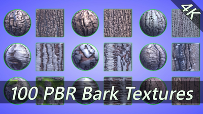 4K PBR Materials: 100 bark materials 