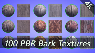 4K PBR Materials: 100 bark materials 