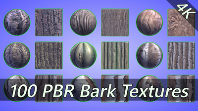 4K PBR Materials: 100 bark materials 