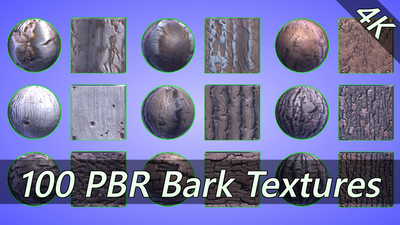 4K PBR Materials: 100 bark materials 