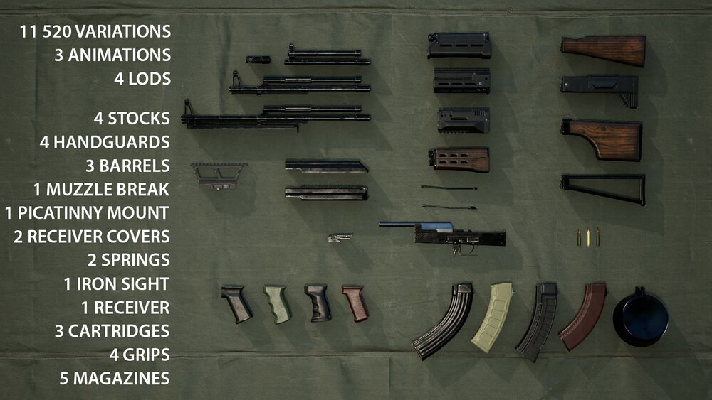 FPS AK Modular Weapons Pack (HQ soviet assault rifles) 