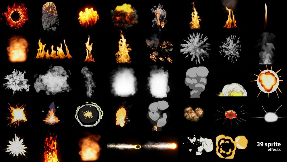 Smokes and Explosion: Realistic and Stylized (39 pcs) 